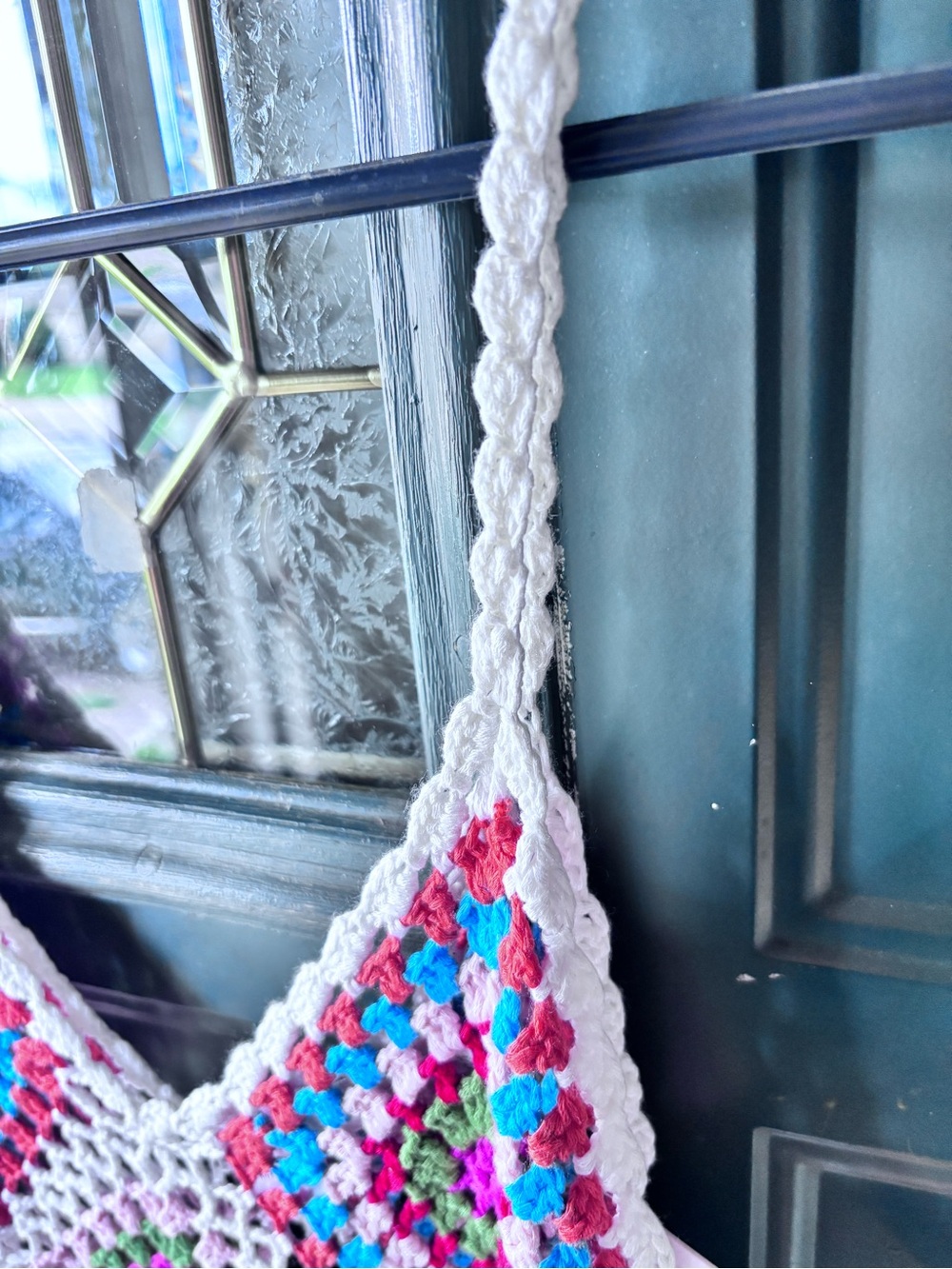 Rebellion White Crochet Fringe Tank with Multicolor Accents - Picture 5 of 12